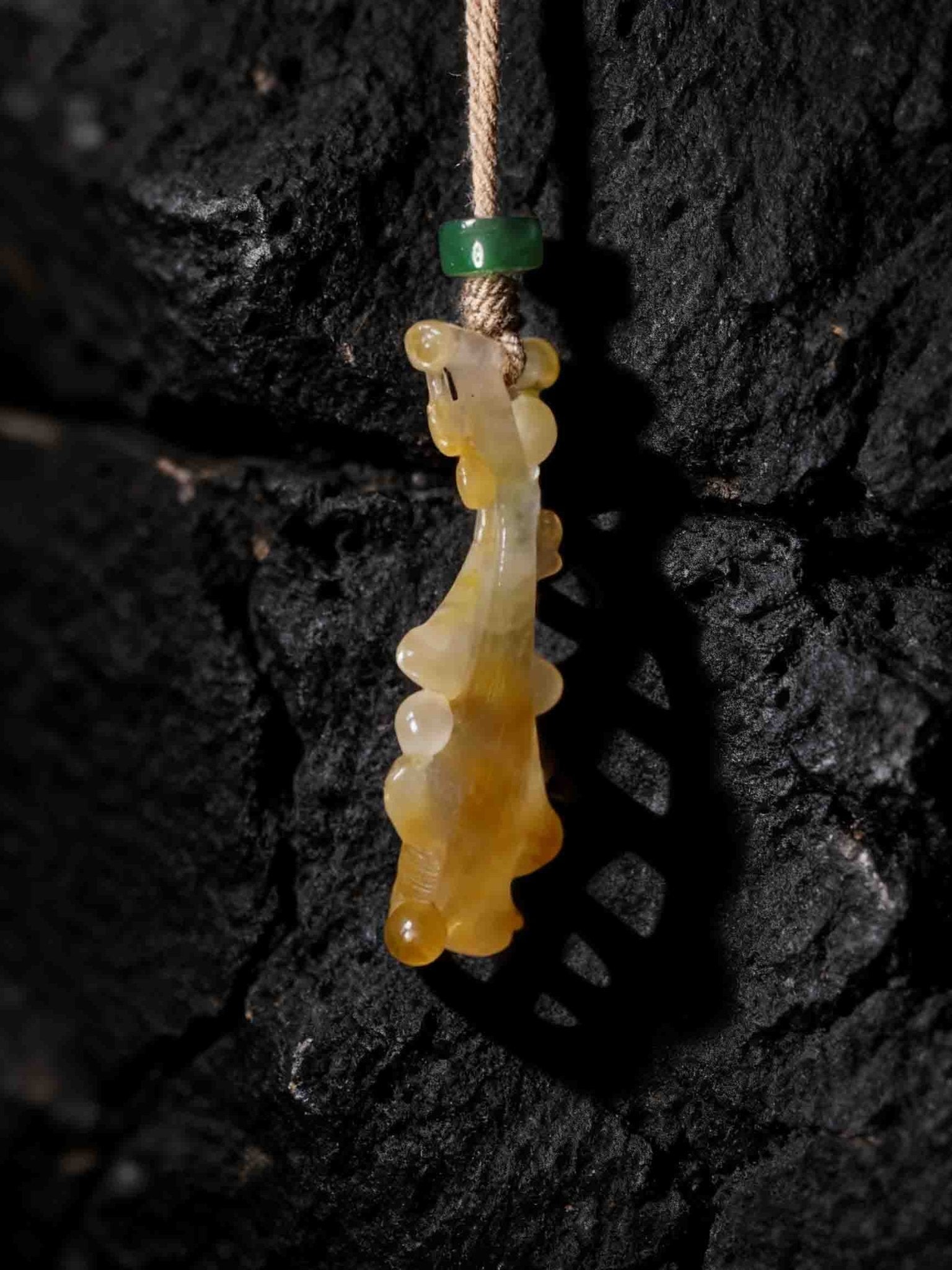Golden Ginkgo Jade Pendant - WildFire Atelier